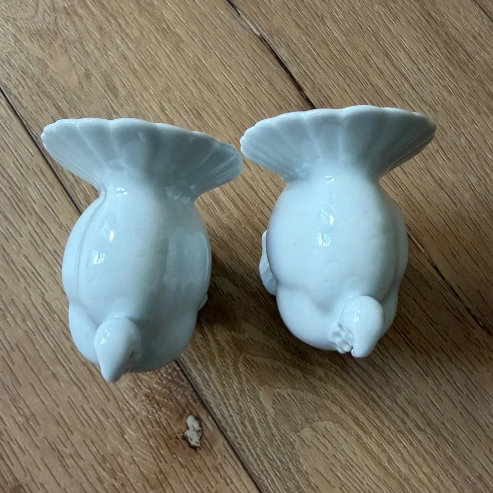 Haviland Limoges France White Porcelain Turkey Figurines Set of 2 Thanksgiving